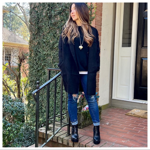 27 PARIS Oversized Black Knit Front pockets Jacket - Picture 9 of 10